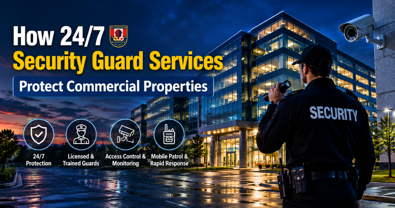 Licensed security guard protecting commercial property in Mississauga
